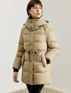 Drawstring Waist Hooded Down Jacket