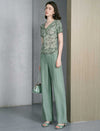 Sage Green Linen Blend High Waist Wide Leg Pants