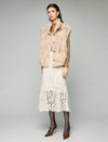 Stand-Collar Button-Front Sleeveless Cropped Vest