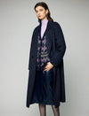 Wool and Mulberry Silk Blend Geometric V-Neck Button-Front Cardigan
