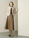 A-Line PU Leather Midi Skirt