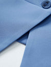 Dusty Blue Collared Button Down Peplum Short Sleeve Top