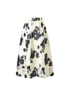 High Waist Floral Jacquard A Line Midi Skirt