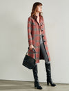 Wool Blend Knit Stand-Collar Raglan-Sleeve Coat