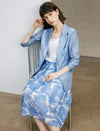 High Waist Botanical Print Midi Flare Skirt