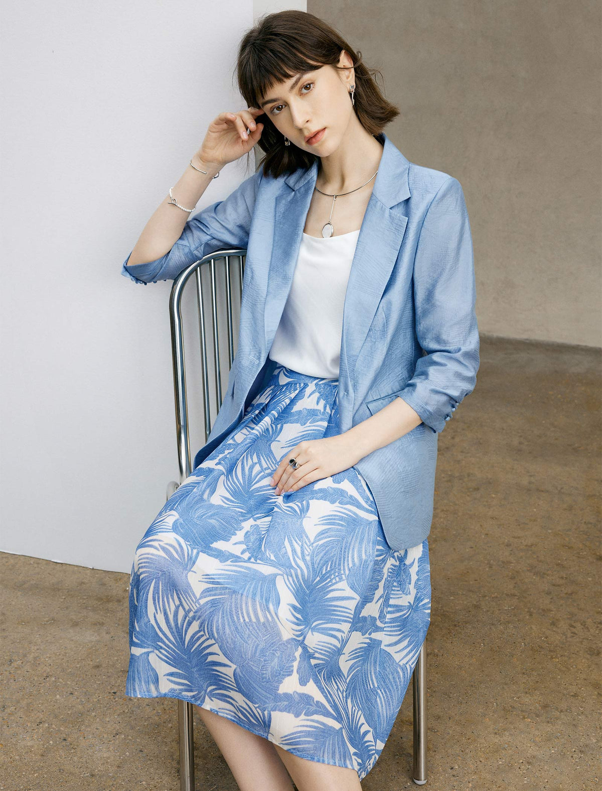 High Waist Botanical Print Midi Flare Skirt
