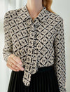 Geometric Detachable Tie-Neck Blouse