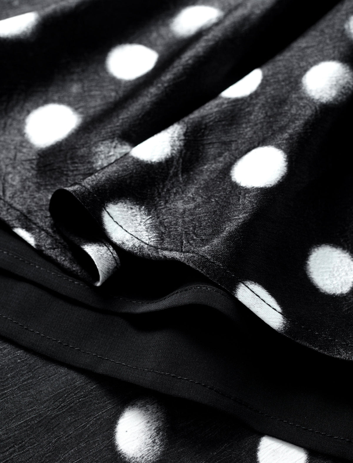 Black Watercolor Polka Dot High Waist Flared Midi Skirt