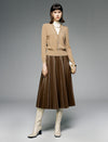 Contrast Trim V-Neck Layered Knit Cardigan