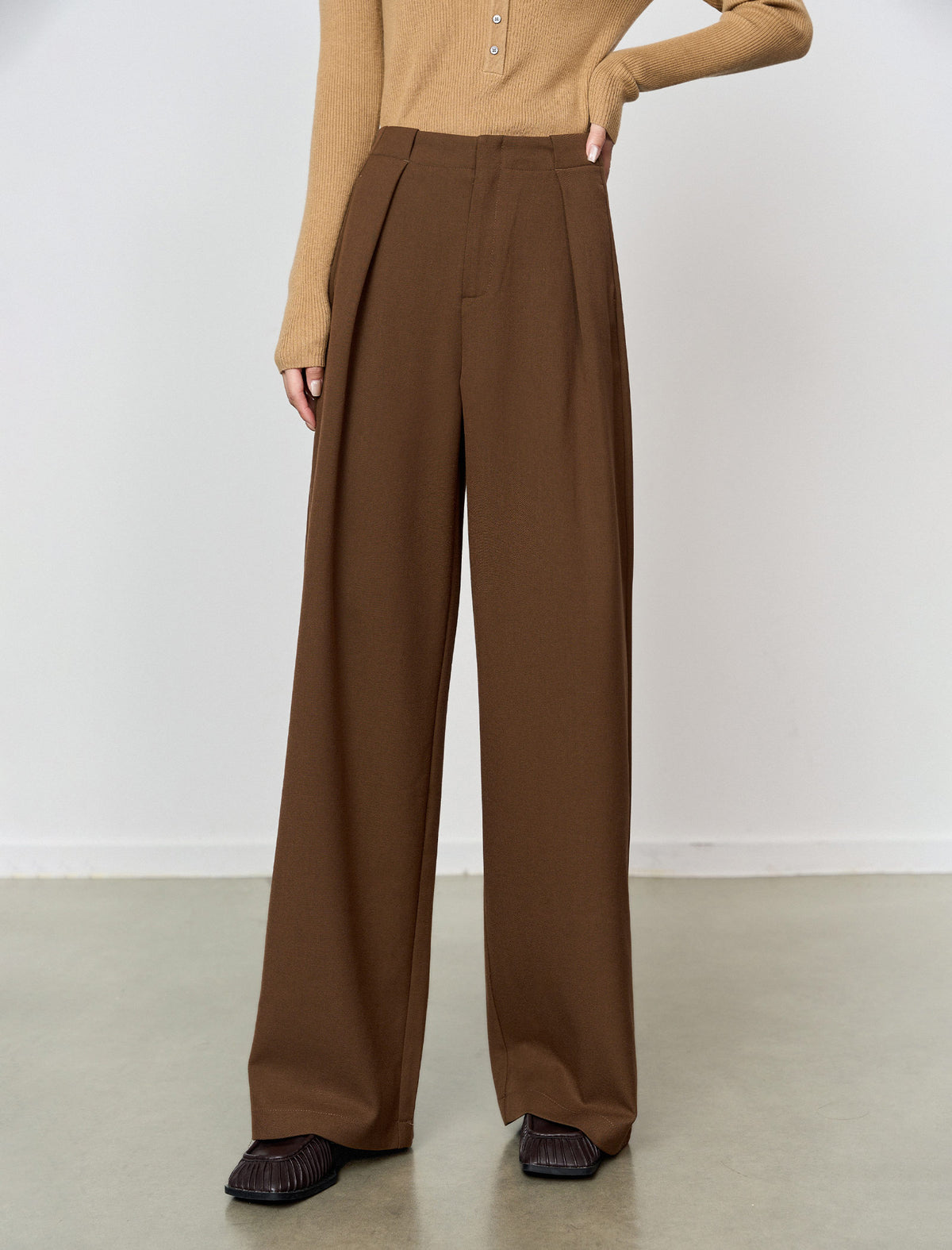 High Waist Wide‑Leg Long Trousers