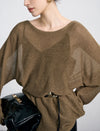 Loose-fitting long-sleeve knit top
