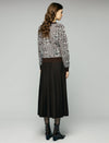 Wool Blend High-Waist Pleated A-Line Midi Skirt