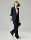 Navy Pinstripe Slight Flared Pants