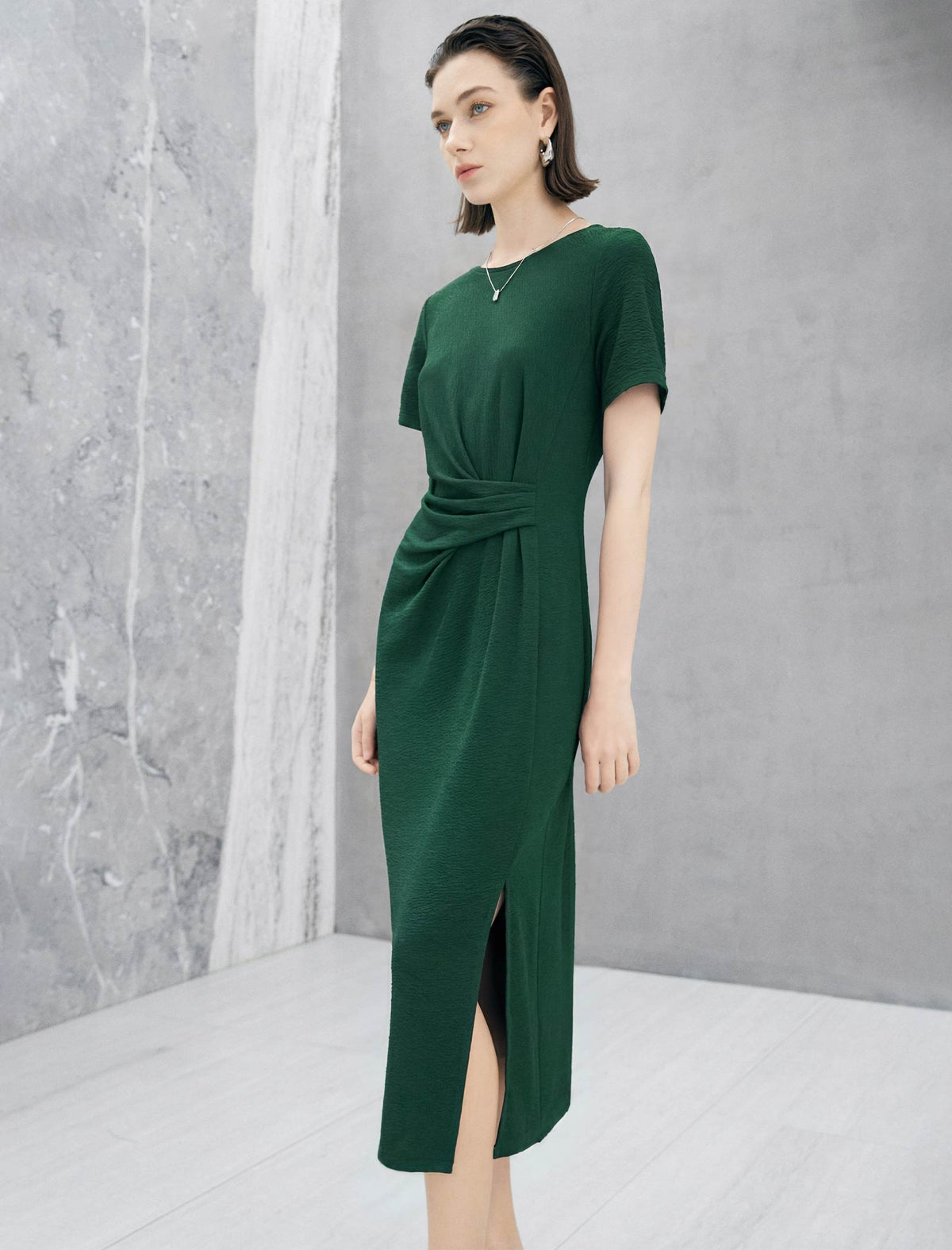 Knot-Waist Textured Maxi Dress