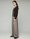 Wool Blend Pleated High-Waist Wide-Leg Pants