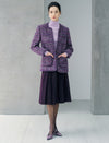 Wool Blend Textured Braided Trim Open-Front Jacket