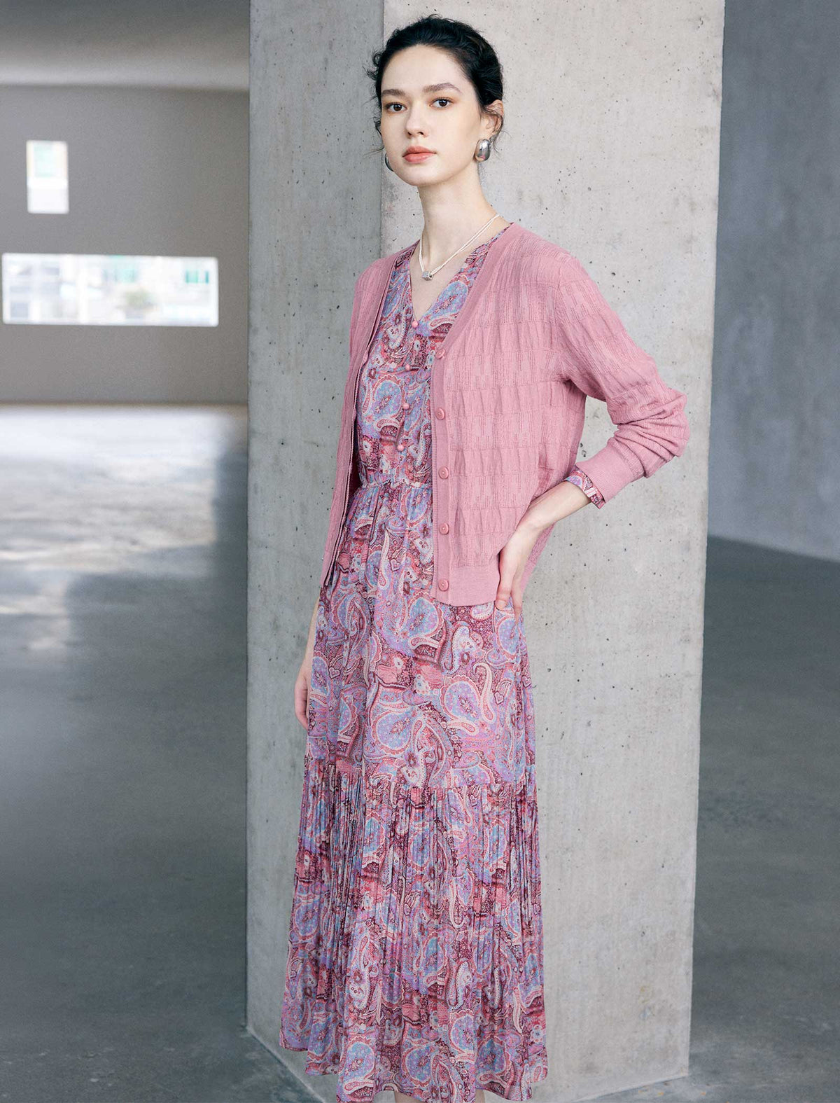 Elastic Waist Floral Chiffon Dress
