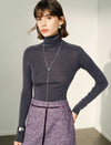 100% Wool Turtleneck Slim-Fit Knit Top