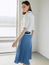 Solid Color Pleated A-Line Skirt