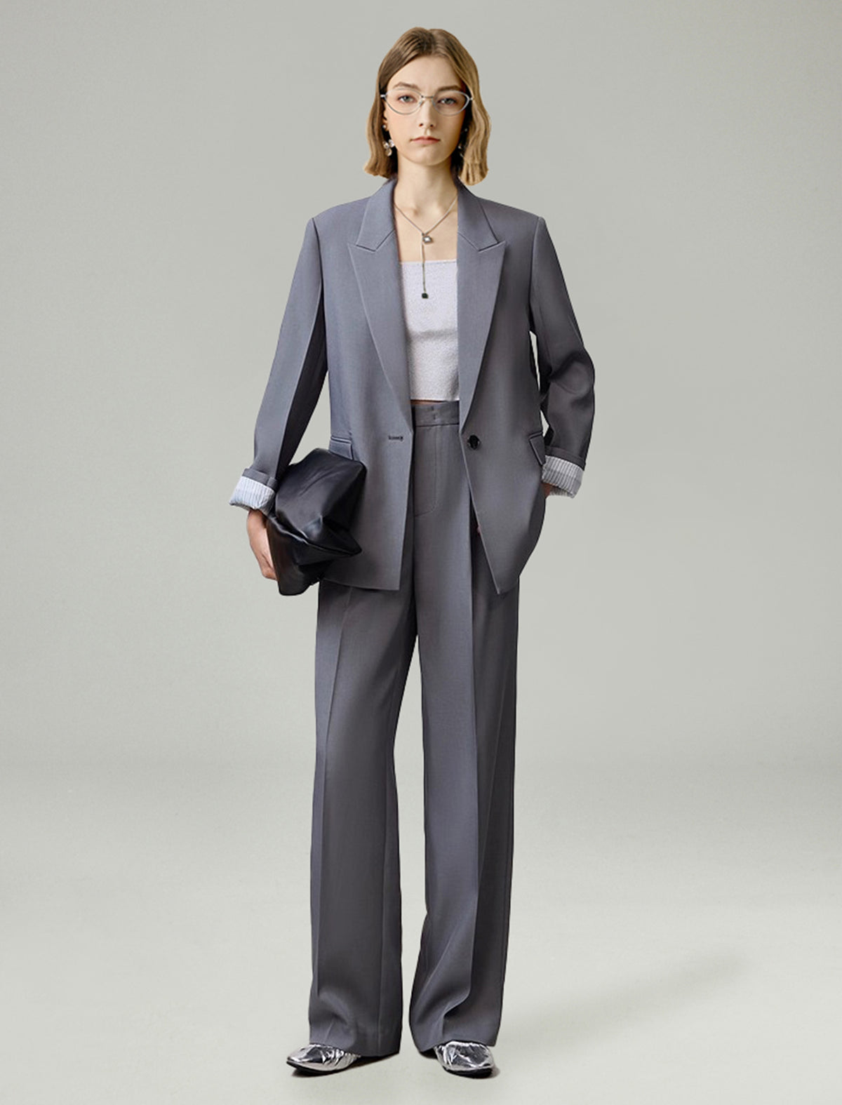 One Button Relaxed Fit Blazer