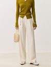 Linen Blend Wide-Leg Tailored Pants