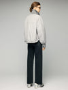 Textured-Trim Contrast-Collar Button-Front Puffer Jacket