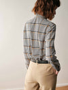 Plaid Tie Neck Blouse