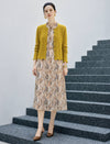 Floral Print Tie Neck Long Sleeve Midi Dress