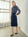 Stand Collar Floral Print Chiffon Lantern Sleeve Blouse