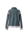 Wool Blend Color-Block Zip-Front Jacket