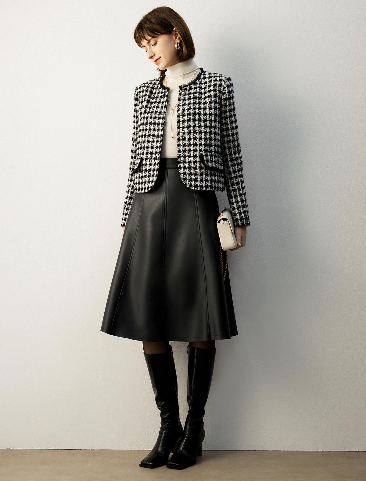 Coated Wrap-Front A-Line Midi Skirt