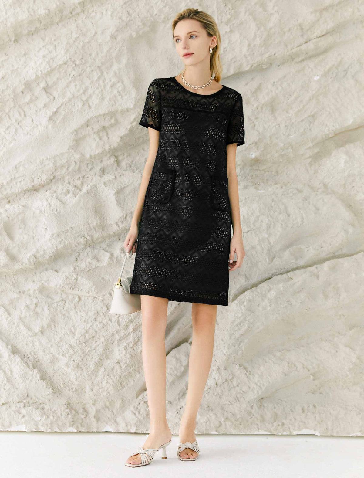 Lace Shift Above Knee Dress