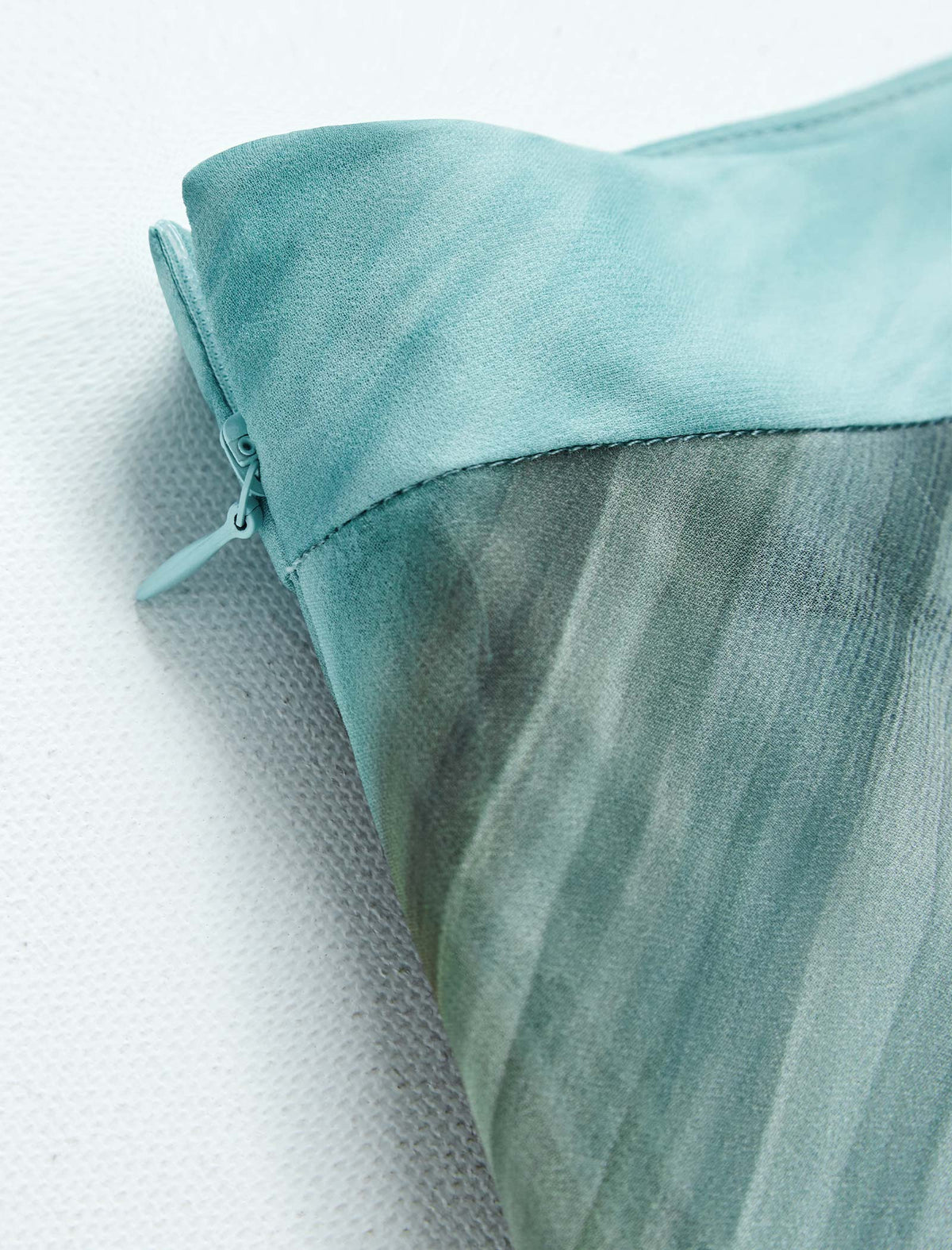 Green Blue Watercolor Print Chiffon Midi Skirt