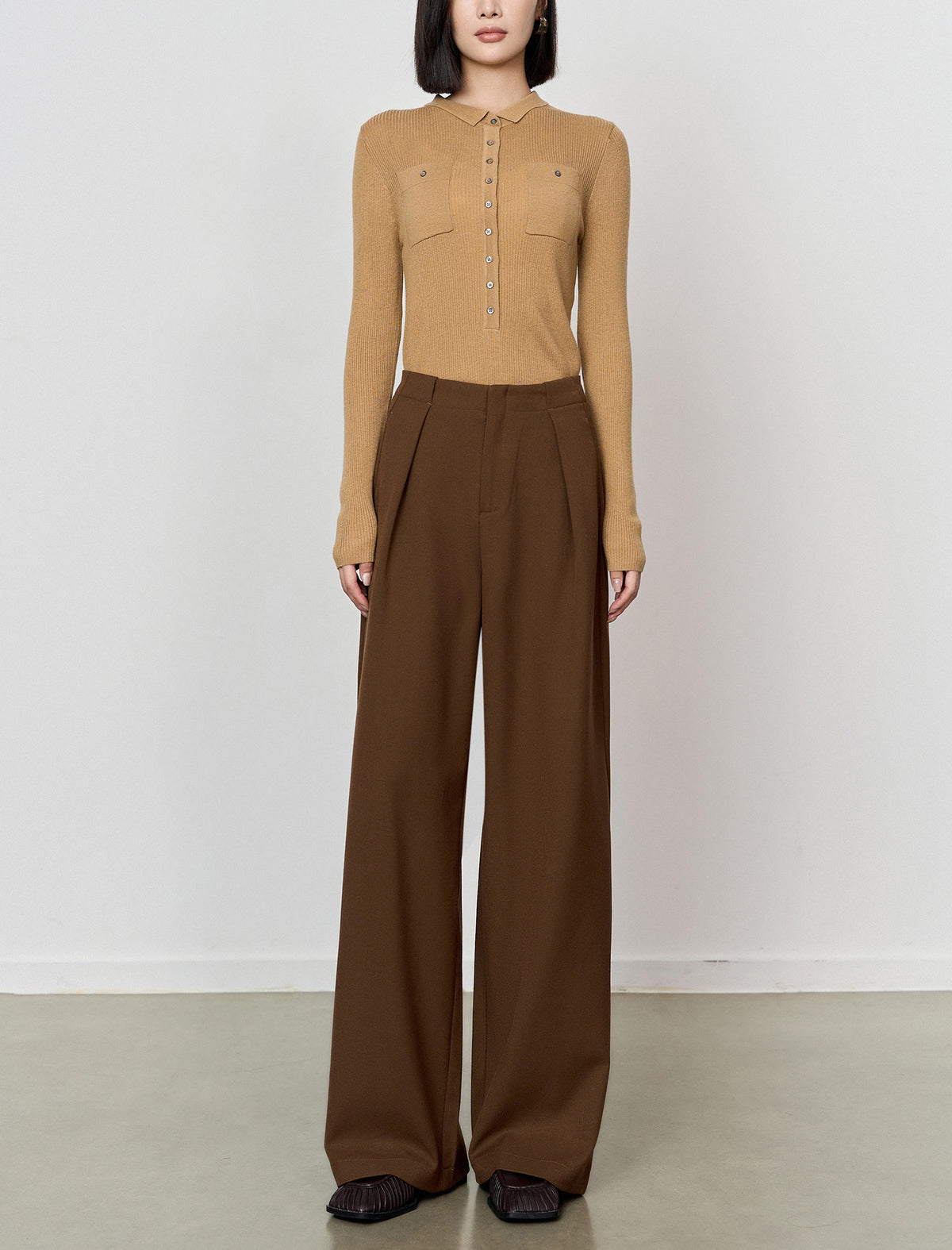 High Waist Wide‑Leg Long Trousers