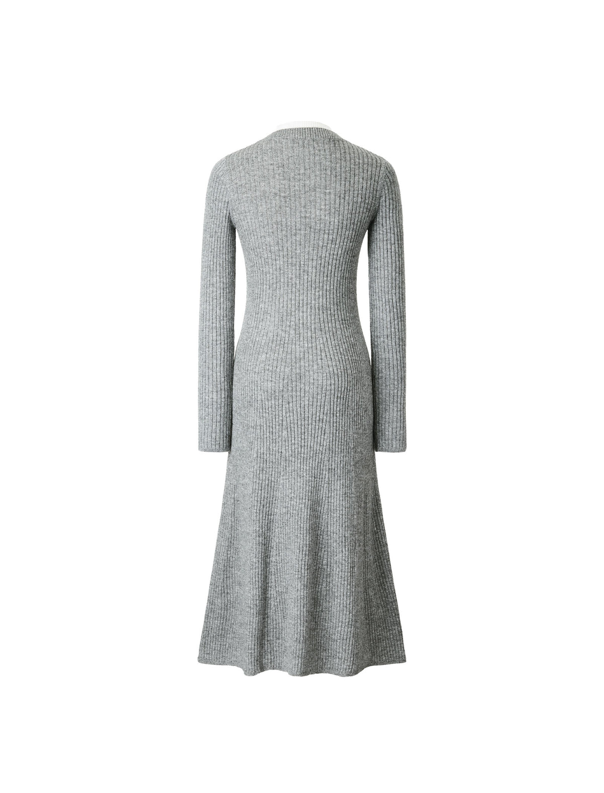 Wool Blend Long-Sleeve Button-Front Midi Dress