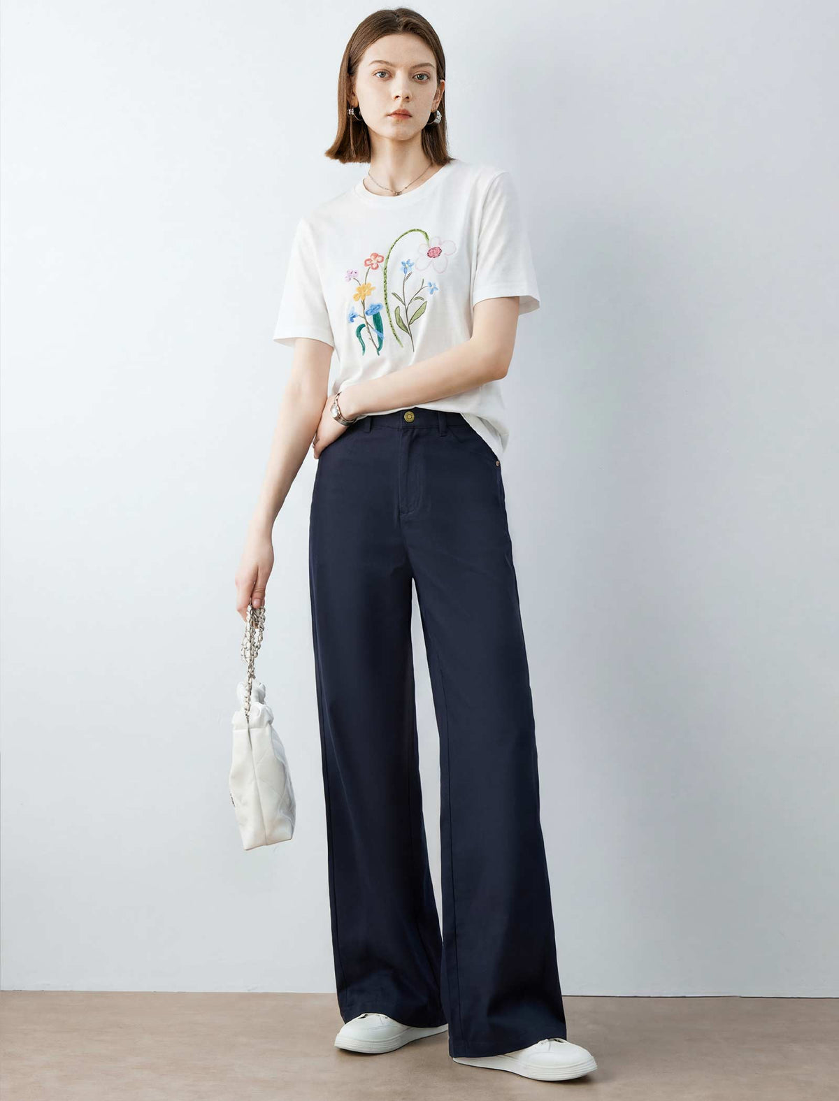 High Waisted Wide Leg Cotton Pants