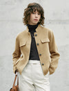 Wool Blend Button-Front Cropped Jacket