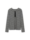 Stripe Long-Sleeve Hooded Henley Top