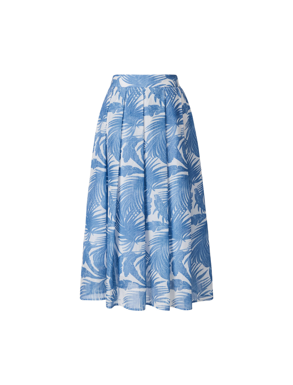 High Waist Botanical Print Midi Flare Skirt
