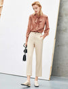 Rust Red Ditsy Print Bow Neck Blouse