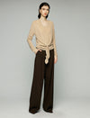 Layered Tie Front Long Sleeve Knit Top