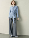 Tencel Blend Textured Belted Shirt