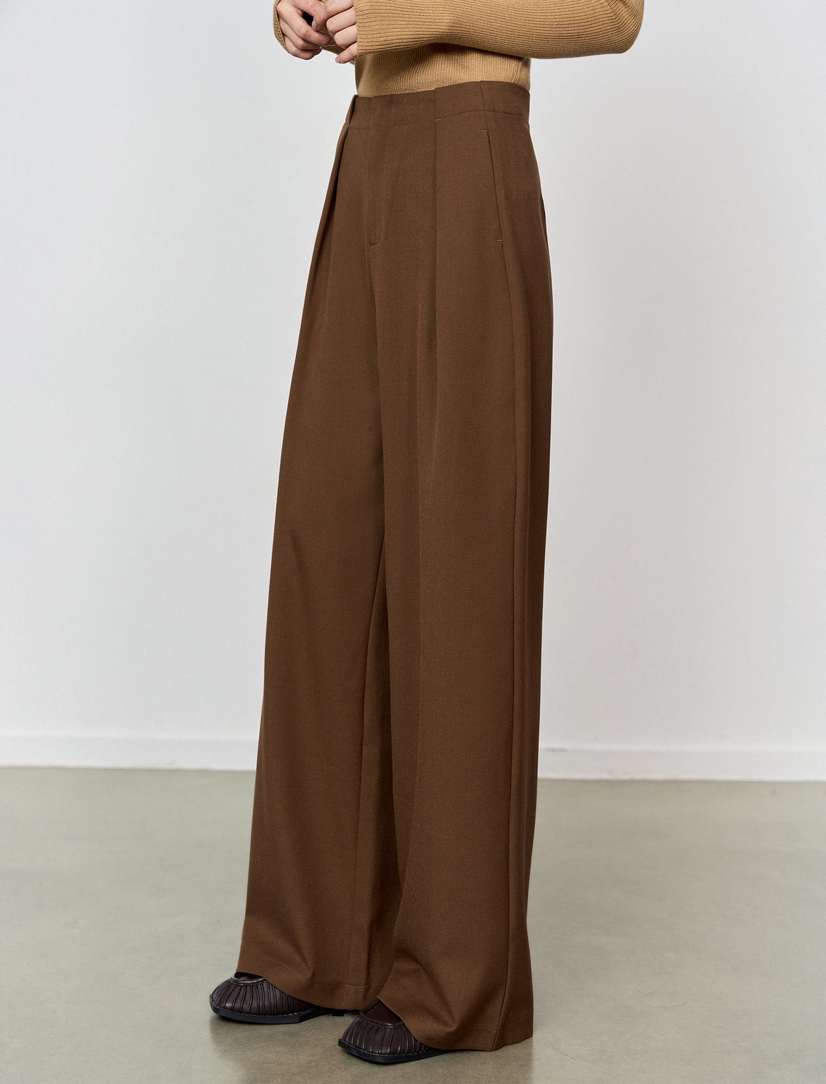 High Waist Wide‑Leg Long Trousers