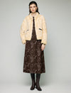 Stand-Collar Ribbed-Cuff Zip-Front Cropped Jacket