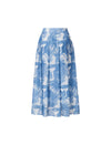 High Waist Botanical Print Midi Flare Skirt
