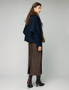 Wool Blend Plush-Collar Open-Front Cropped Jacket
