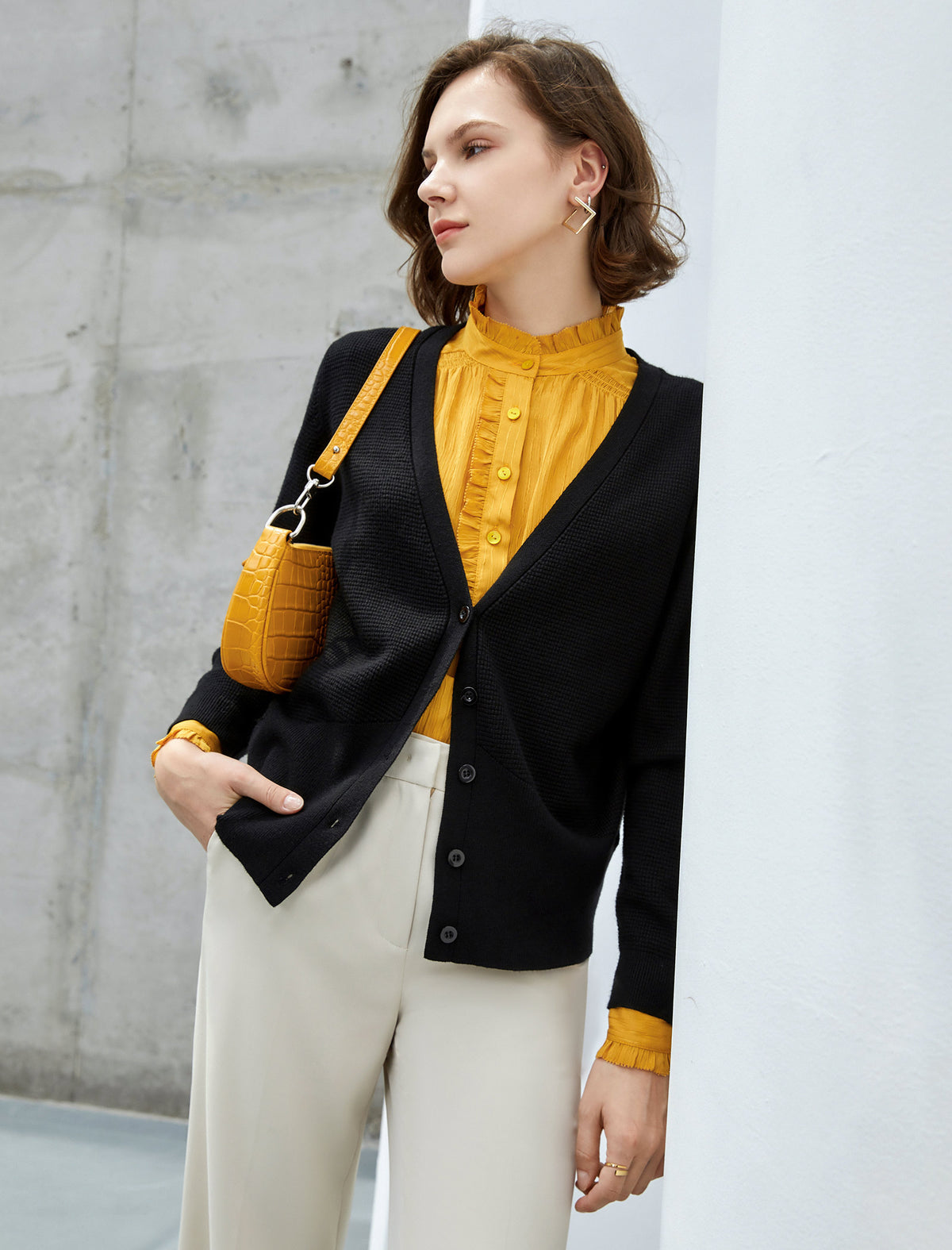 Classic Knit Button-Front Jacket