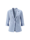 Light Blue Striped 3/4 Sleeve Blazer