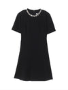 Embellished Neckline Fit And Flare Dress