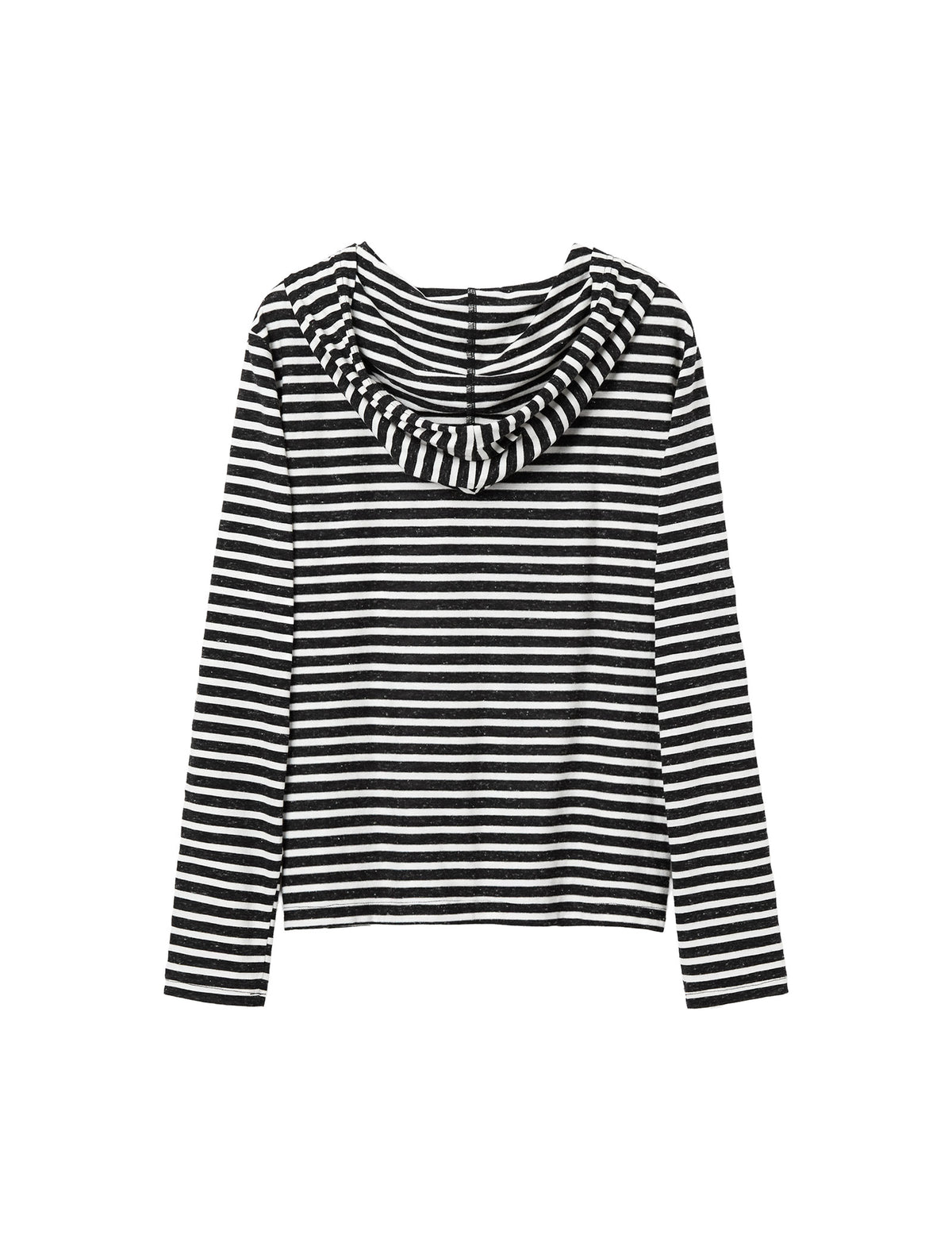 Stripe Long-Sleeve Hooded Henley Top